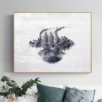 Черно-белое фото аллигатора Эверглейдс, дикая природа, настенное искусство, холст с принтом, постер с животными для подарка, гостиной, домашнего декора, Cuadros 21x30cm No Framed