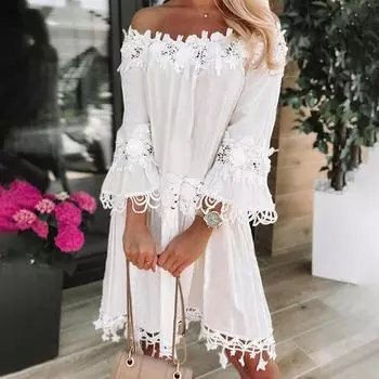 Черно-белое платье-футляр на одно плечо, кружевное кружевное платье, женские модные весенние платья с длинным рукавом XXXL белый