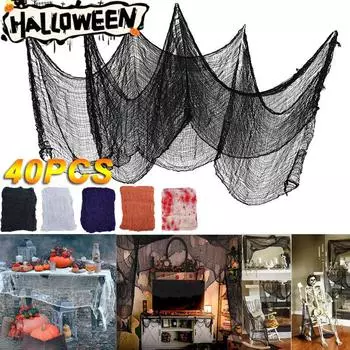 Черно-белое украшение из марли на Хэллоуин, большая сетка, паутина, страшная реквизит для вечеринки, декор для дома с привидениями 1PCS