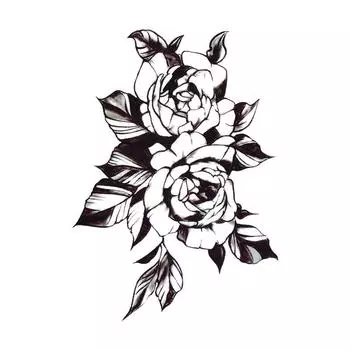 Черно-белые цветочные наклейки-татуировки для плеча, ключицы и руки - большой европейский и американский дизайн тотема для мужчин и женщин 12x16 cm