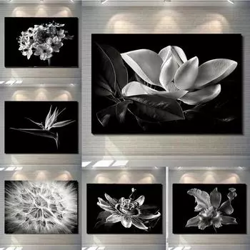 Черно-белые цветы подсолнуха, лилии, принты, постер, холст, живопись, современные настенные художественные картины для гостиной, спальни, домашний декор, без рамки 21*30cm