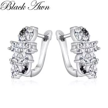 Черно-белые дизайнерские ювелирные серьги Black Awn для женщин