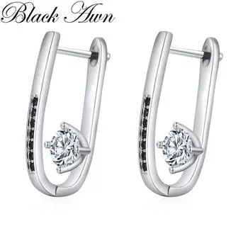 Черно-белые дизайнерские ювелирные серьги Black Awn для женщин