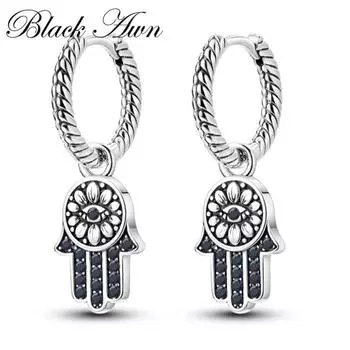 Черно-белые дизайнерские ювелирные серьги-капли