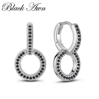 Черно-белые дизайнерские ювелирные серьги-капли