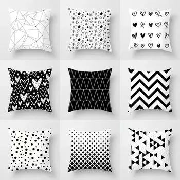 Черно-белые геометрические наволочки для офиса, гостиной, дома, наволочки для автомобиля, украшения 40x40cm