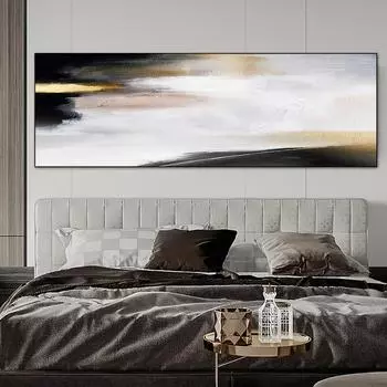 Черно-белые картины маслом на холсте, настенные художественные постеры, печатные изображения для гостиной, домашний декор, без рамки, произведения искусства Куадрос 20*40cm