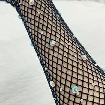 Черно-белые красные длинные сетчатые перчатки со стразами, полые перчатки для рыболовной сети