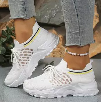 Черно-белые кроссовки Hollow Casual Shoes Женская обувь Кроссовки 36 белый
