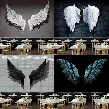 Черно-белые крылья ангела, подвесная ткань, офис, гостиная, гобелен, украшение на стену дома, гобелен 100x75cm