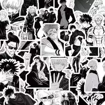 Черно-белые наклейки Jujutsu Kaisen, 63 листа, водонепроницаемые и солнцезащитные