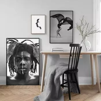 Черно-белые плакаты, постеры и гравюры в современном настенном искусстве, абстрактные лица, настенные картины в скандинавском стиле 21cm30cm NoFrame