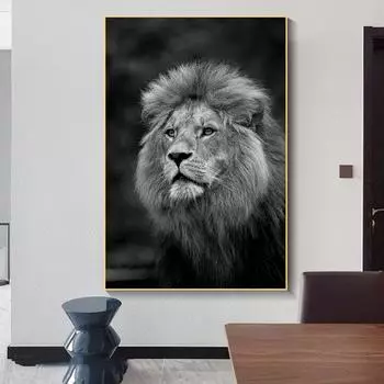 Черно-белые плакаты со львами, картины на холсте, настенные рисунки, плакаты с дикой природой Африки и настенные гравюры 21cm30cm NoFrame