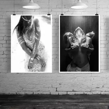 Черно-белые постеры и принты «Падший ангел», современная девушка, холст, картина, Cuadros Decoracion, салон, скандинавский постер, художественный принт, Декор 21*30cm