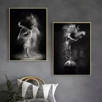 Черно-белые постеры и принты с изображением балерины и девушки-балерины, картины на холсте, настенные художественные картины для гостиной, украшения дома 21x30cm No Framed
