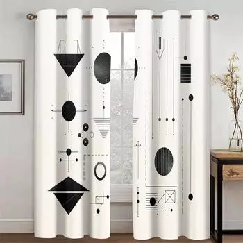 Черно-белые простые модные линии геометрический узор шторы спальня декор офис гостиная детская комната 2 панели 50W130H(CM)X2PCS&Grommet Top