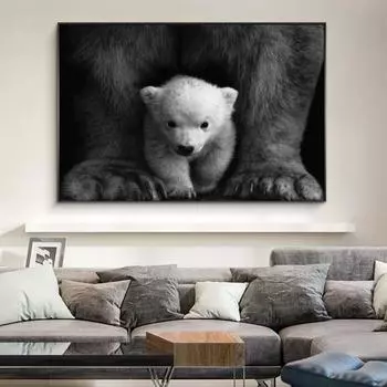 Черно-белые ретро фотографии, настенные художественные принты на холсте, плакаты и принты с скандинавскими медведями для детской комнаты, Настенный декор, картина Cuadros 21x30cm No Framed