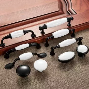 Черно-белые ручки для шкафов из цинкового сплава, цинковые ручки для шкафов, ручки для ящиков, шкафы 5049-16