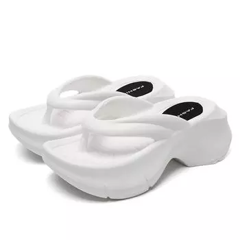 Черно-белые шлепанцы на танкетке для женщин, летние, толстые, нескользящие, пляжные тапочки, женские, сандалии на толстой платформе с застежкой-молнией 36-37