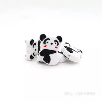 Черно-белые силиконовые фокусные бусины с медведем пандой для ожерелья, ювелирных изделий, брелок-ручка, ремесло, автомобильное очарование, аксессуары для ручек из бисера своими руками и ручная работа Set of 10