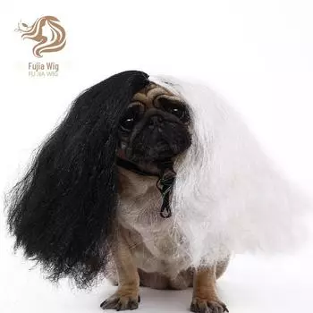 Черно-белые смешанные парики для кошек и собак: Аксессуары для волос на вечеринку для домашних животных на Хэллоуин pet wig белый/чёрный