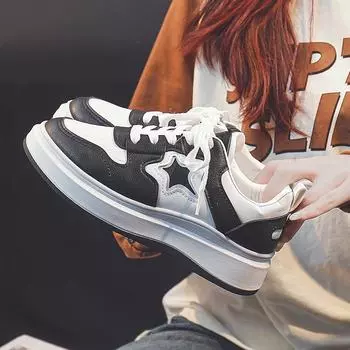 Черно-белые туфли Bread Board, весенние новые туфли на платформе, высококачественные женские туфли, подходящие по цвету 35