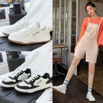 Черно-белые туфли на плоской подошве, маленькие белые туфли, универсальная повседневная женская обувь 35 чёрный