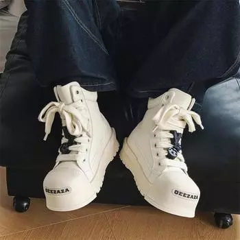 Черно-белые туфли на высоком каблуке для пары. Модный качественный дизайн, стиль для отдыха, отдыха, моды, вечеринок, повседневные туфли на толстой подошве для молодежи. 39 чёрный