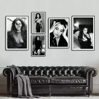 Черно-белые винтажные плакаты на скандинавскую тему и принты, старые HD-фотографии сексуальной женщины, настенная живопись на холсте, декоративная картина для гостиной 21x30cm No Framed