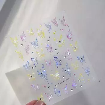 Черно-белые волшебные бабочки, яркие хрустальные наклейки для ногтей, креативное украшение своими руками to3163-dazzling color