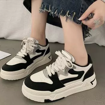 Черно-белые женские повседневные кроссовки с нескользящей резиновой подошвой и легкими, устойчивыми к грязи ботинками. 35 чёрный