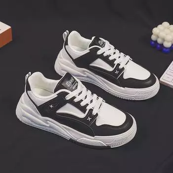 Черно-белые женские туфли, весенние и осенние туфли на платформе, белые туфли Ins, универсальные нишевые женские белые туфли 35