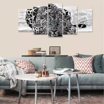 Черно-белые животные без рамки, 5 шт., настенные художественные постеры с принтом на холсте, картины, живопись для гостиной, домашний декор, фотографии 20x35 20x45 20x55cm