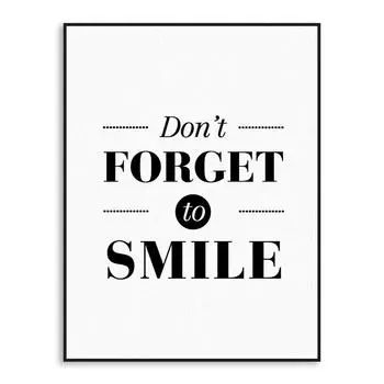 Черно-белый английский мотивационный плакат с алфавитом, современный минималистский скандинавский декоративный холст для гостиной, картина с улыбкой 21*30cm