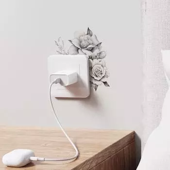 Черно-белый эскиз роза переключатель наклеен гостиная спальня украшение дома настенная наклейка 14*16CM/fun-kg39