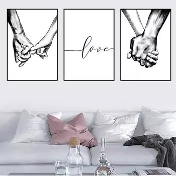 Черно-белый эскиз, ручная любовная надпись, холст, живопись, настенные художественные картины, абстрактные картины для декора гостиной, плакаты на стену 21cm30cm NoFrame
