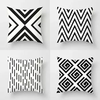 Черно-белый чехол для подушки с геометрическим рисунком, маленькая декоративная подушка, квадратный диван 40x40cm