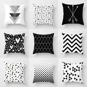 Черно-белый чехол для подушки с геометрической полосой, подушка для автомобиля, домашний декор, декоративная наволочка для дивана-кровати 40X40CM
