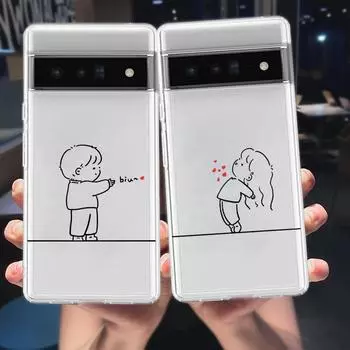 Черно-белый чехол для телефона Lovers Love для Google Pixel 8 7 6 Pro 6A 5 4 5A 4A 3A XL 5G, силиконовый противоударный мягкий прозрачный чехол Fundas Pixel 8