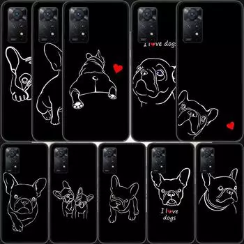 Черно-белый чехол для телефона с французским бульдогом для Redmi Note 13 Pro 5G Plus 12 12C 10 10A 10C 9 9A 9C 9T 8 8A K60 K70 Pro Xiaomi Cover 7 Redmi Note 13 Pro 5G