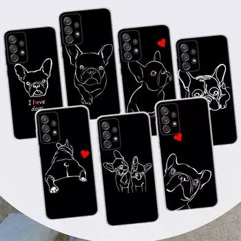 Черно-белый чехол для телефона с французским бульдогом для Samsung Galaxy A53 A52 A73 A72 A12 5G A13 A22 A23 A32 A33 A02S A03S A42 A43 A50S, чехол Samsung A52