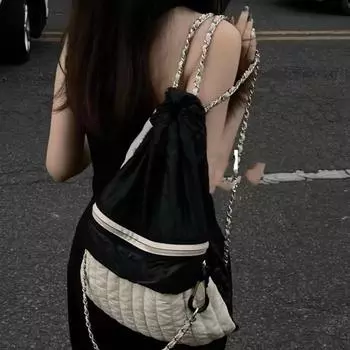 Черно-белый двухцветный нейлоновый рюкзак, женский повседневный рюкзак для поездок на работу и обратно с цветовыми блоками, школьный рюкзак для студенток