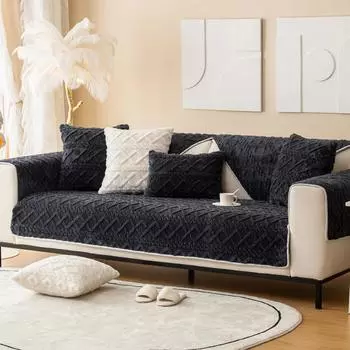Черно-белый хлопковый чехол для дивана, однотонный чехол для дивана, секционное полотенце, нескользящие угловые чехлы для дивана для гостиной, чехол для дивана 70x70cm 1pcs