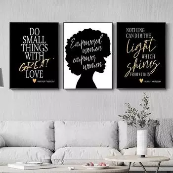 Черно-белый холст в скандинавском стиле, женский постер и принты, вдохновляющие цитаты, настенная художественная картина для гостиной, домашний декор 21cm30cm NoFrame