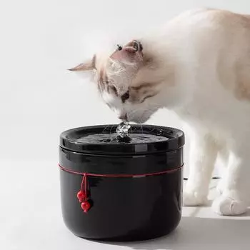 Черно-белый керамический автоматический питьевой фонтанчик для кошек, машина для циркуляции живой воды, миска для собак, плюшевые принадлежности для собак 14.5*14.5*11.5cm