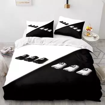 Черно-белый комплект постельного белья Single Twin Full Queen King Size Art Bed Set Aldult Kid Bedroom Duvetcover Sets 3D Print AU Single(140x210cm)