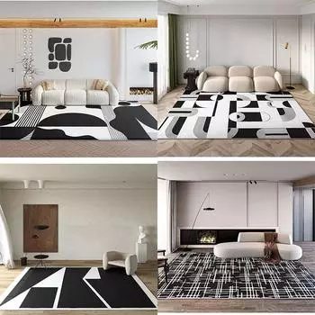 Черно-белый ковер для гостиной с геометрическим рисунком для дома, спальни, повседневный ковер, коврик для крыльца, коврик для двери, можно стирать 40x60cm