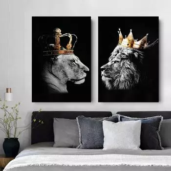 Черно-белый лев холст картины постеры и принты современные животные настенные картины для офиса жизни домашнего декора Cuadros 21x30cm No Framed