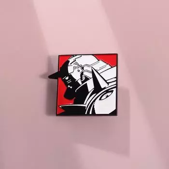 Черно-белый металлический значок «Алхимик» с изображением нового персонажа мультфильма. QHXZ1525