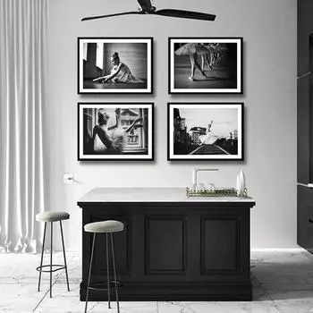 Черно-белый модный постер для балета и танца, печать на холсте, фотография, настенная живопись, скандинавское украшение, картина, декор для комнаты для девочек 21cm30cm NoFrame